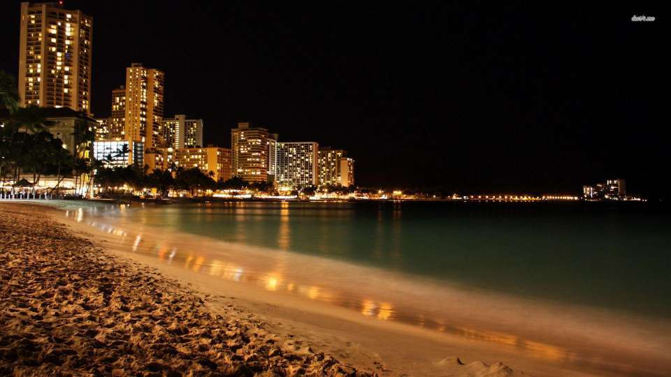  Light Sea-Night beach